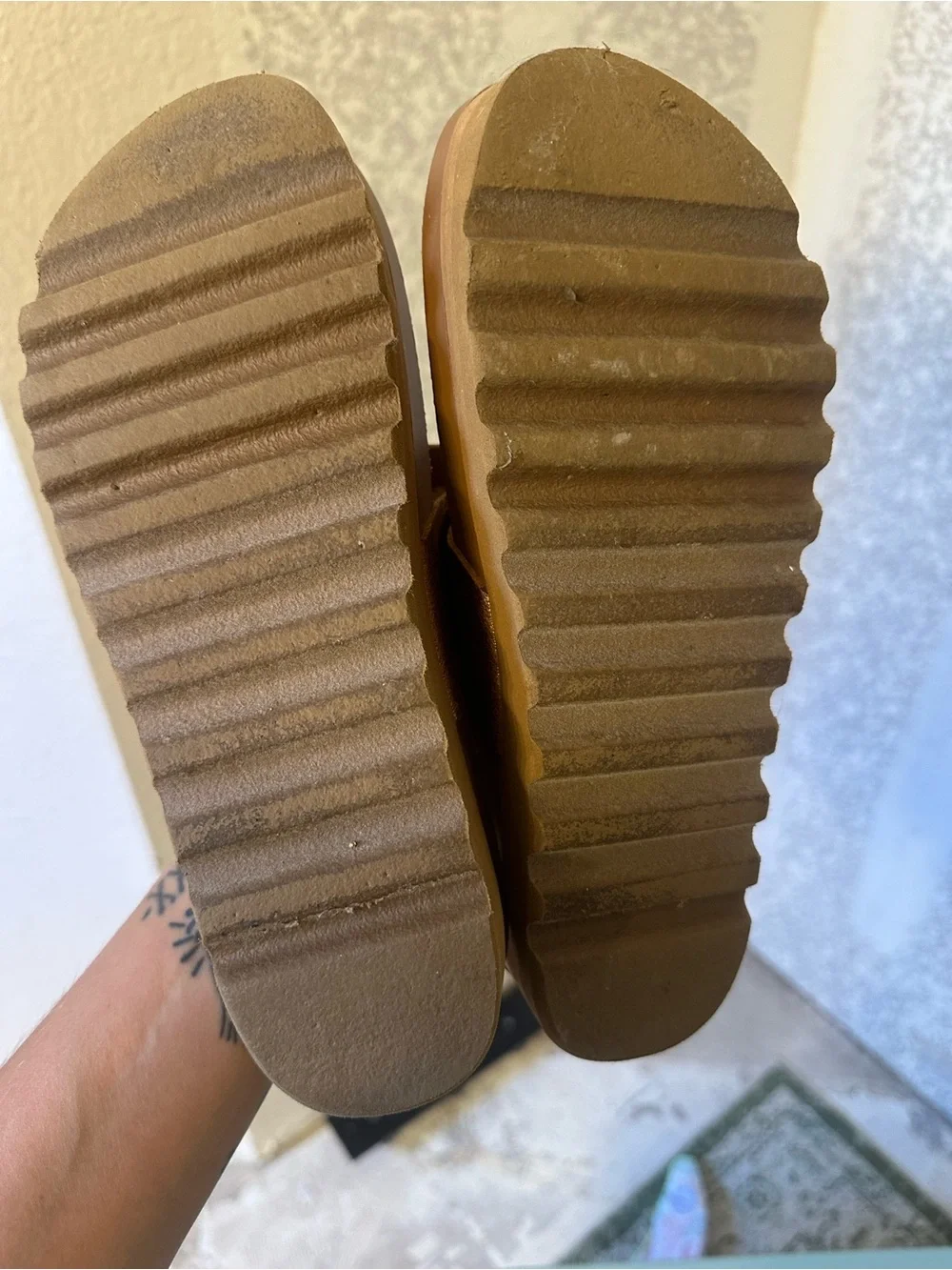 REEF Comfort Cork Platform Thong Sandals in Tan